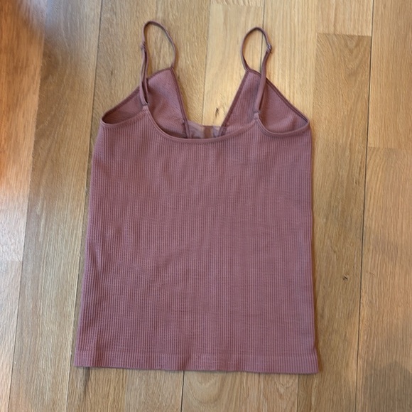 Free People Cami Mauve Ribbed Stretch Top Size Large - Picture 4 of 4